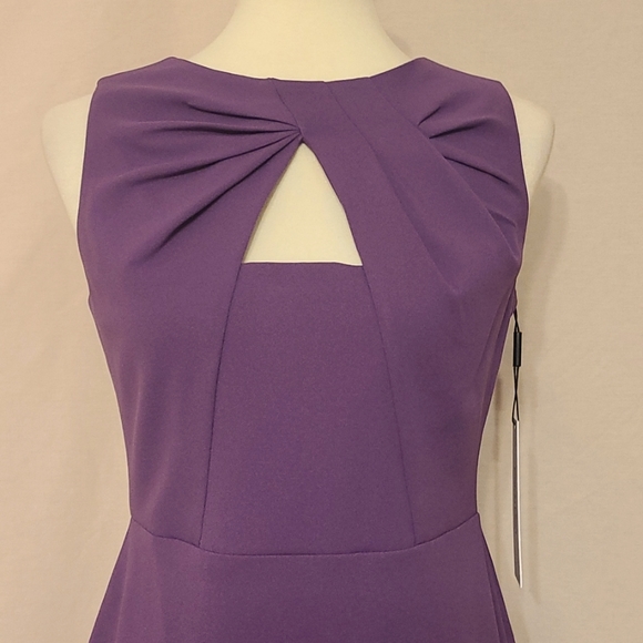 Calvin Klein Purple Gathered Cut-out Front Sleeveless Sheath Dress - Picture 5 of 10